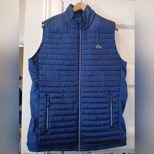 Lacoste Sport Mens L Blue Lightweight Water Resistant Quilted Golf Vest